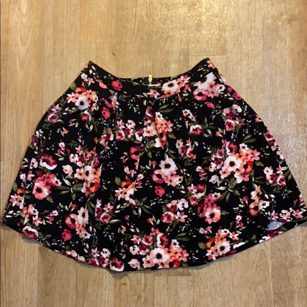 Floral Zip Up Skater Skirt